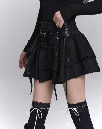 Black Lace Cake Short Skirt LAD0138