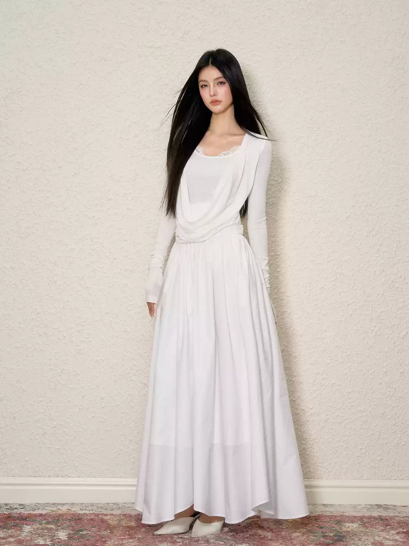 Irregular Puffy Long Pleated Skirt AGM0105