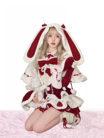 Strawberry Rabbit Ear Cape/Red Velvet Dress SER0115