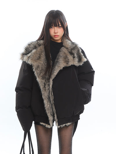 American Retro Large Fur Collar Coat UNC0210