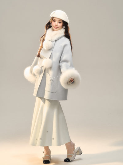 Snow Scarf Double-faced Wool Coat BBB0131