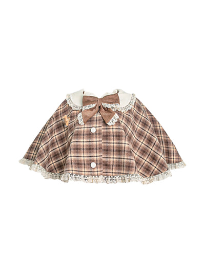 Bear Patchwork Plaid Cape/Cake Suspender Dress SER0110