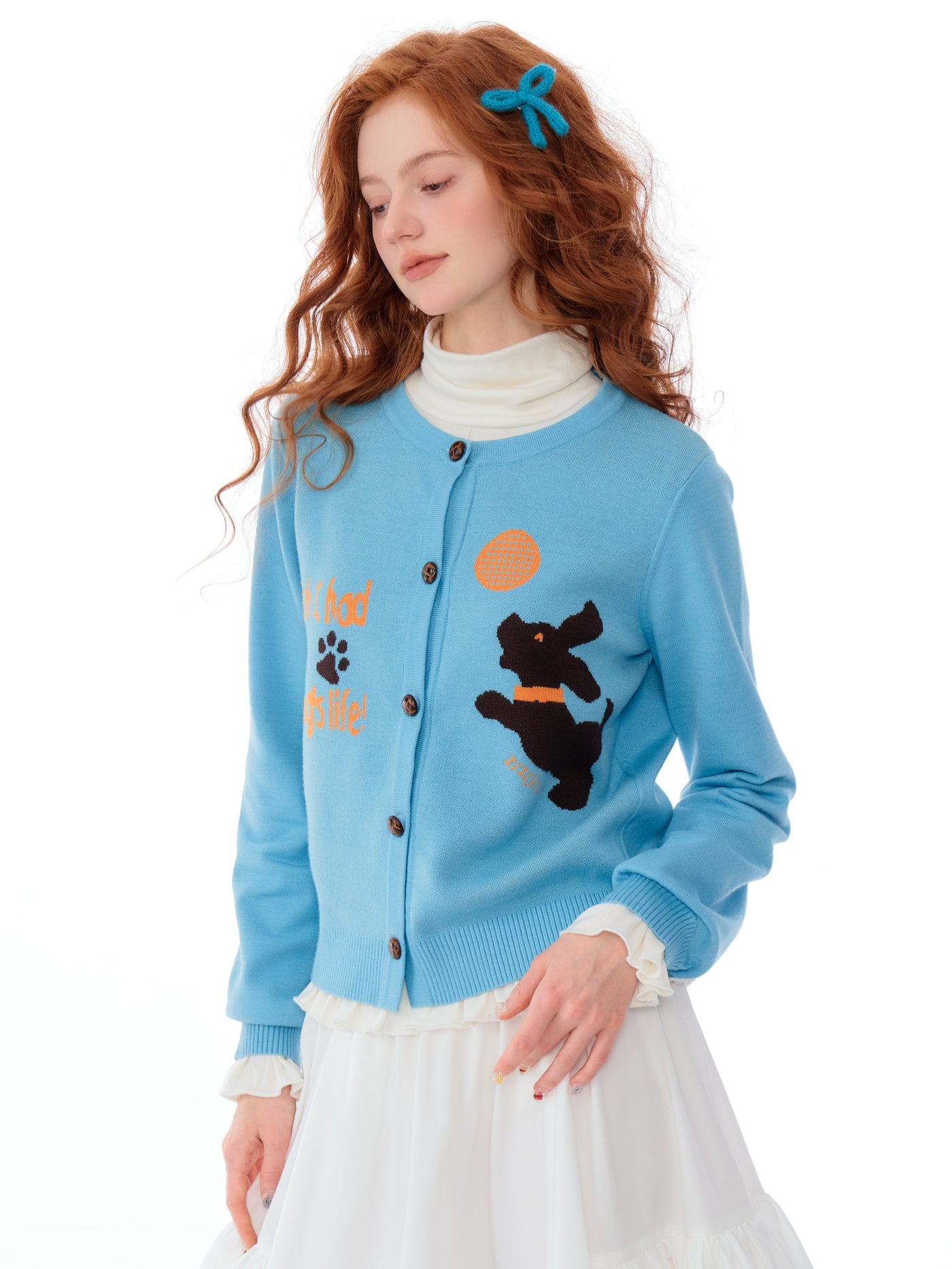 Cute Dog Pattern Soft Knitted Cardigan ZIZ0172