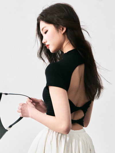 Twisted Hollow Back T-shirt LUL0127