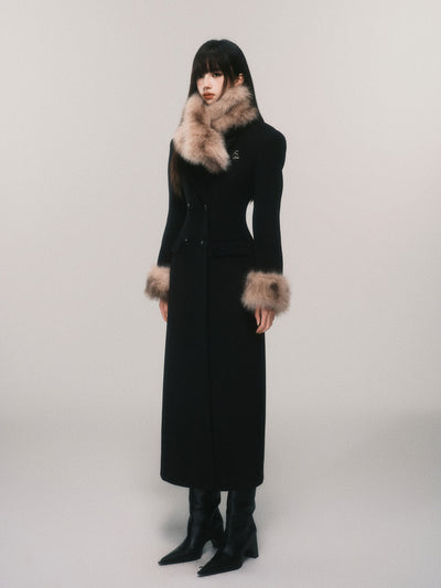 Fur Collar Double-Breasted Long Coat LUL0113