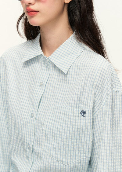 Literary Multi-color Plaid Short Lapel Embroidered Shirt NTO0118