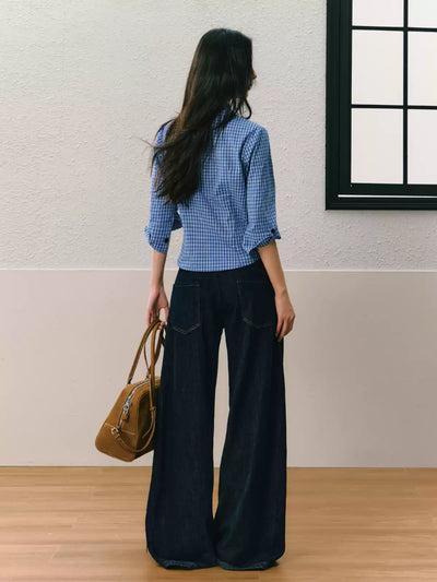 Retro Style Casual Wide Denim Pants SHI0066