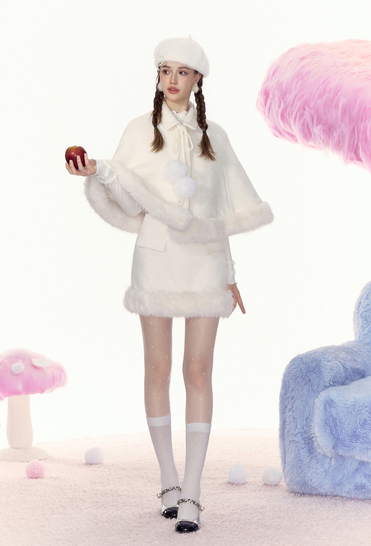 High-end Temperament Fur Ball Cape/Fur Short Skirt AYF0067