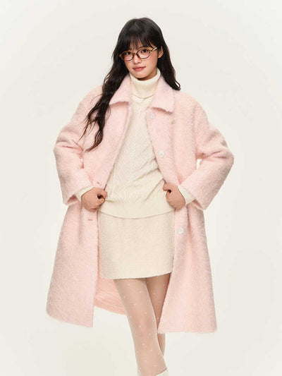 Middle length warm coat made of fluffy fabric NTO0160