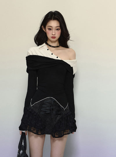 Irregular Lace Puffy Short Skirt DIA0298