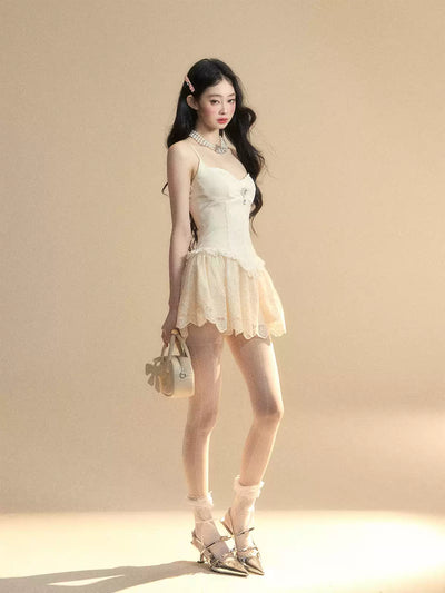 High-end Lace Suspender Dress DIA0425