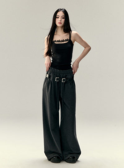 Soft Cotton Wide-leg Drape Pants VIA0195