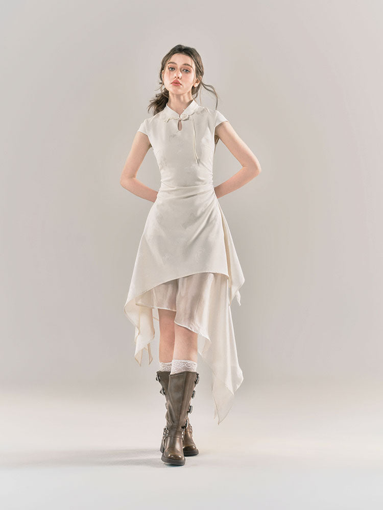 Chinese Style Asymmetrical Short Sleeved Dress YOO0053