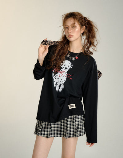 Dalmatian Outline Long-sleeved T-shirt SOM0095