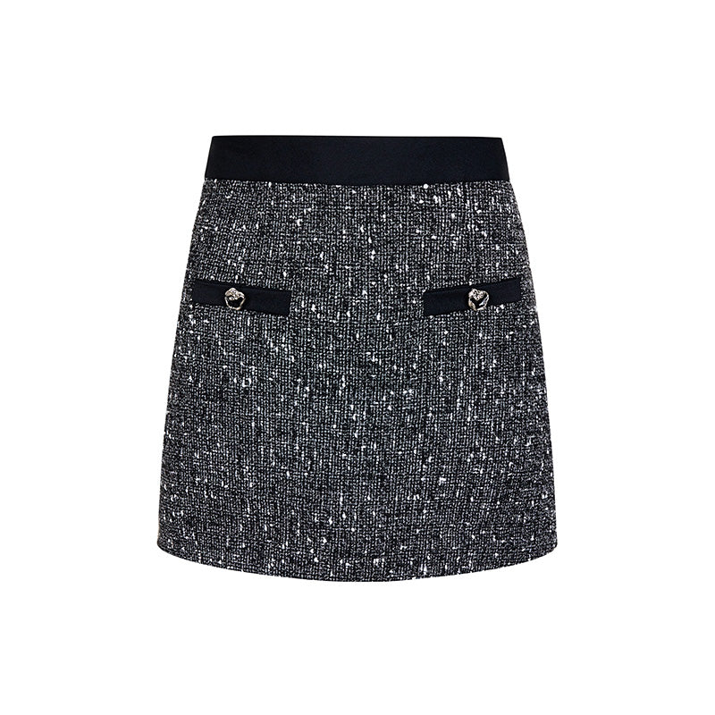 Tweed Style Pocket Elegance Sleeveless Top & Miniskirt OSH0038