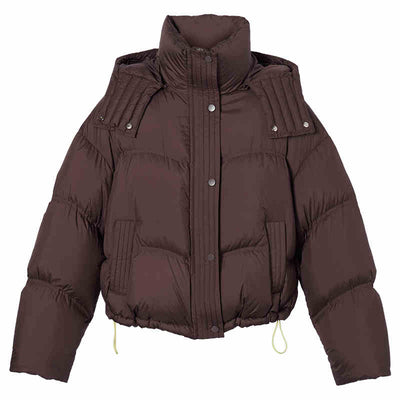 Short length hooded round silhouette warm down jacket LAC0244