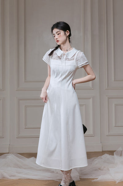 White Lace Shirt/Waist Dress COT0128