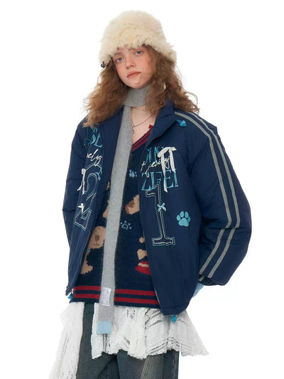 American Retro Design Dark Blue Sport Style Jacket ZIZ0204