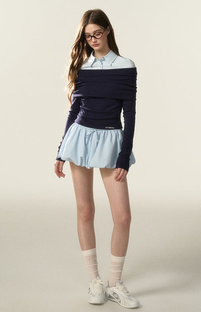 Skyblue Waist Tie Tutu Skirt AFF0028
