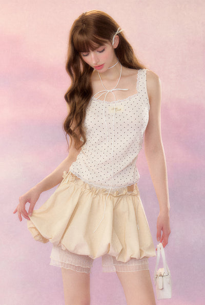 Point Lace Dot Pattern Girly Sleeveless Top SPE0041