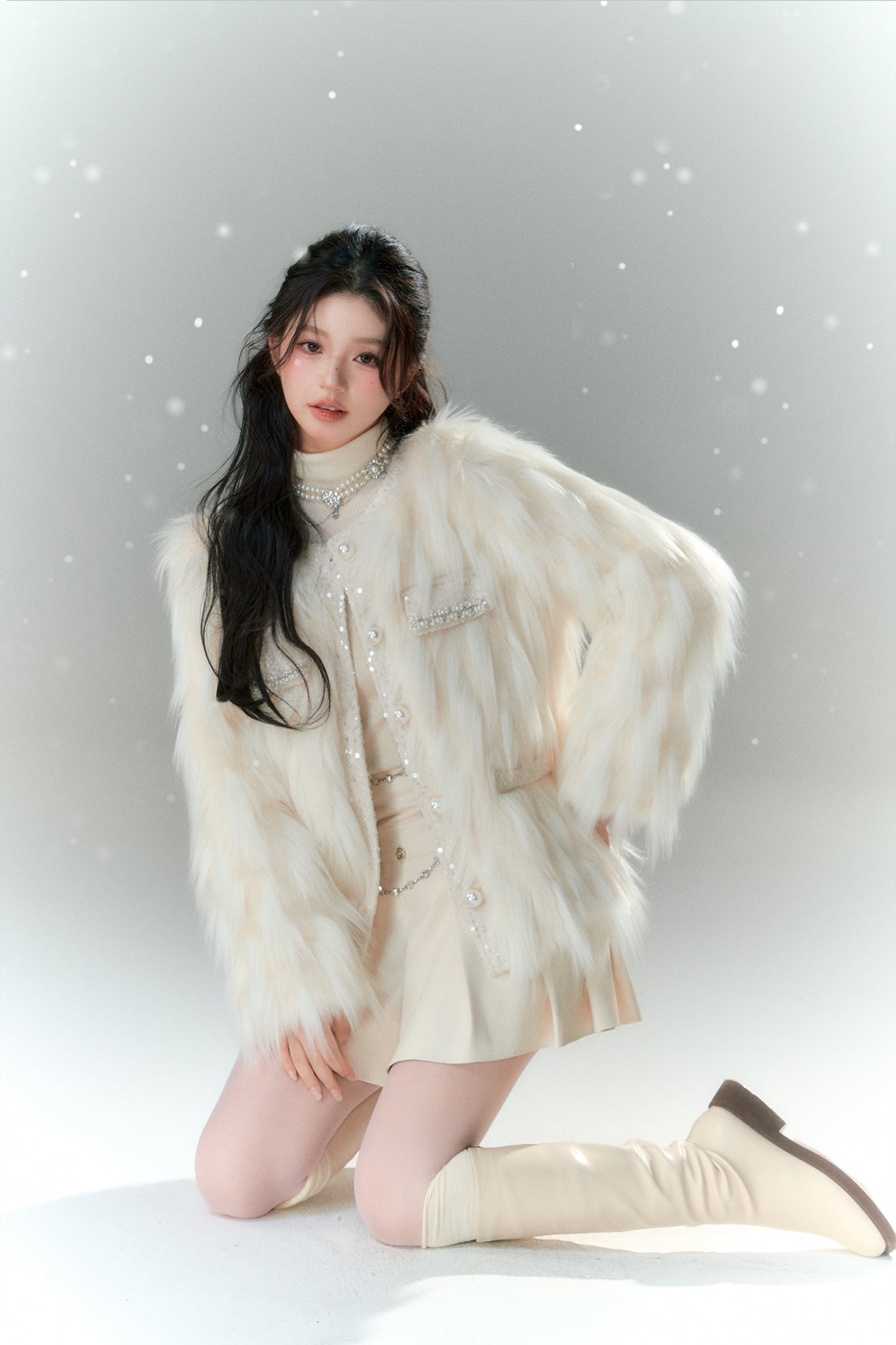 Soft and long fur pearl button jacket BBB0026