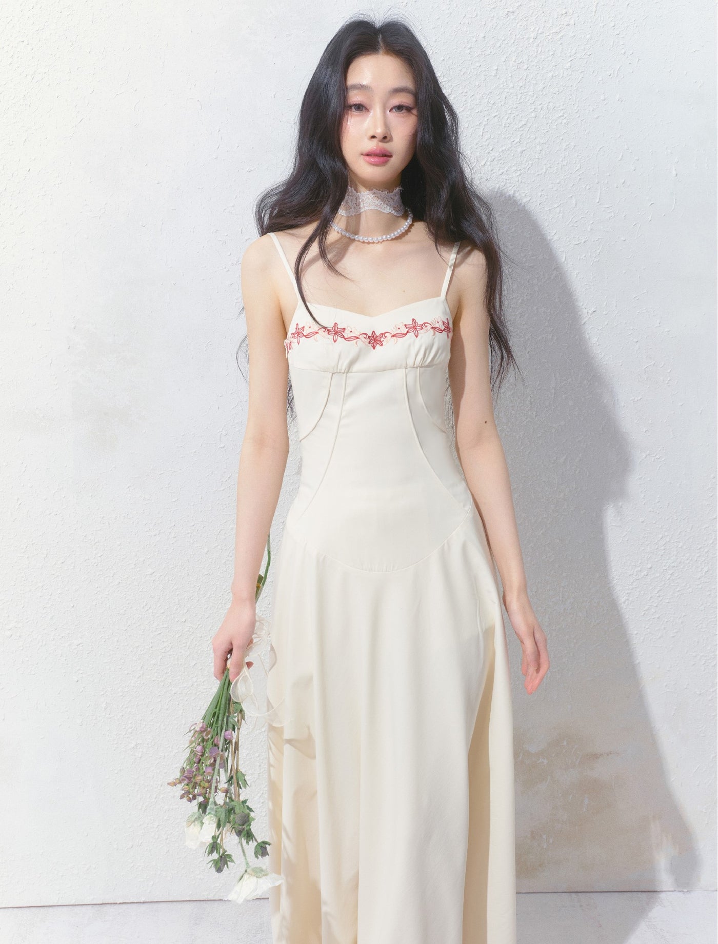 Embroidery Lace Suspender Dress SAL0148
