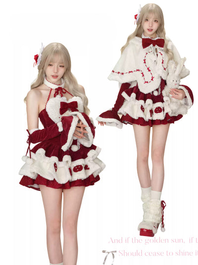 Strawberry Rabbit Ear Cape/Red Velvet Dress SER0115