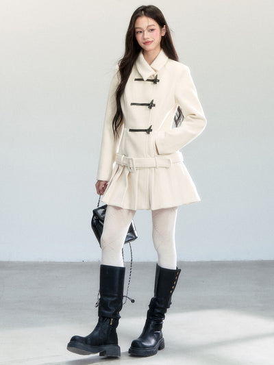 Horn Button Wool Pleated Jacket FRA0441