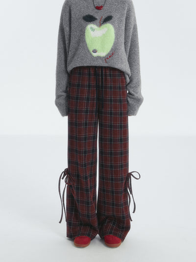 Plaid Drawstring Bow Casual Pants SOM0125