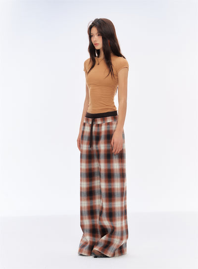 Drape Loose Plaid Printed Pants CUR0189