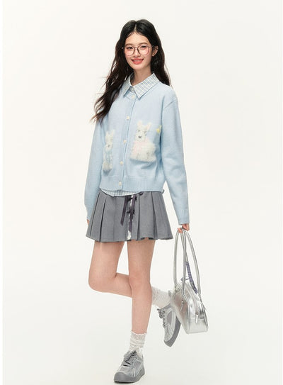 Short Blue Dog Soft Sweater Cardigan NTO0137