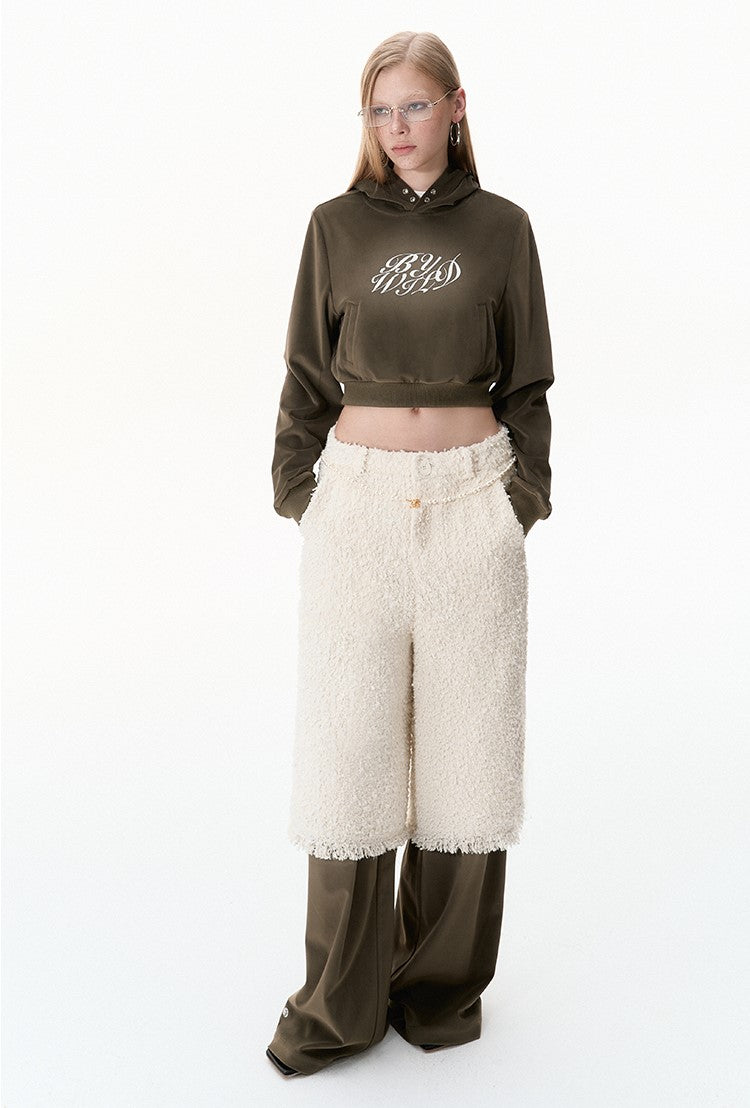 Velvet Sweatshirt Hoodie/Low Waist Rivet Design Pants BYW0018