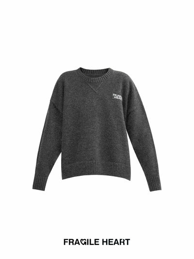 Logo Embroidery Casual Crew Neck Knit Top FRA0216