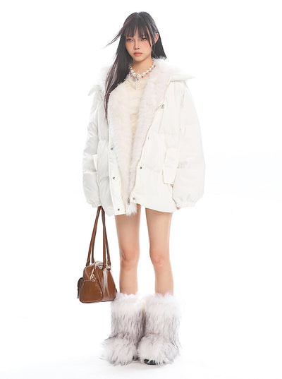 Detachable Fur Collar Hooded Cotton Jacket UNC0211