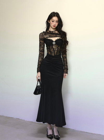 High-end Lace Long Dress DIA0318