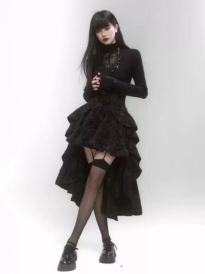 Black High Waist Tail Skirt LAD0127