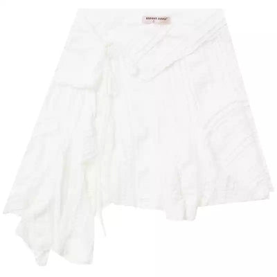 American Retro Design White Lace Irregular Hem Skirt ZIZ0158