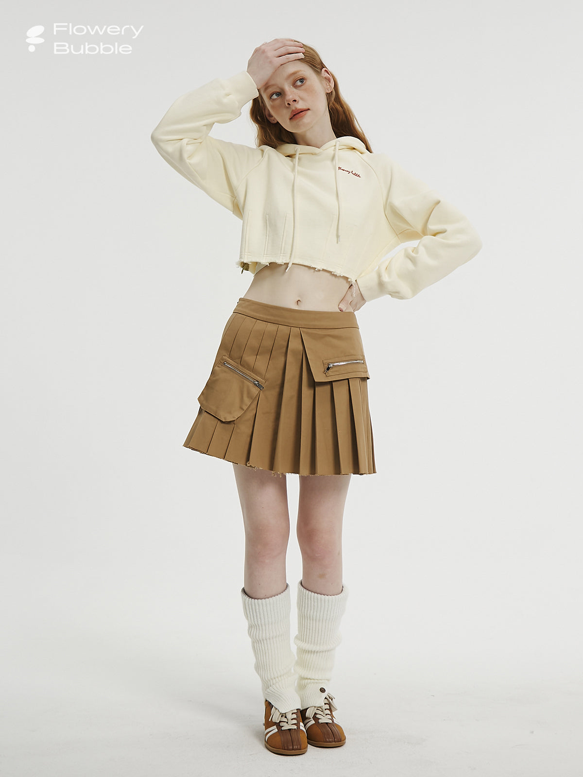 A-line Pleated Miniskirt with Zip Pocket Design FLO0018