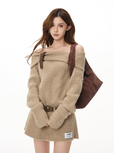 One Shoulder Sweater Dress CYN0019