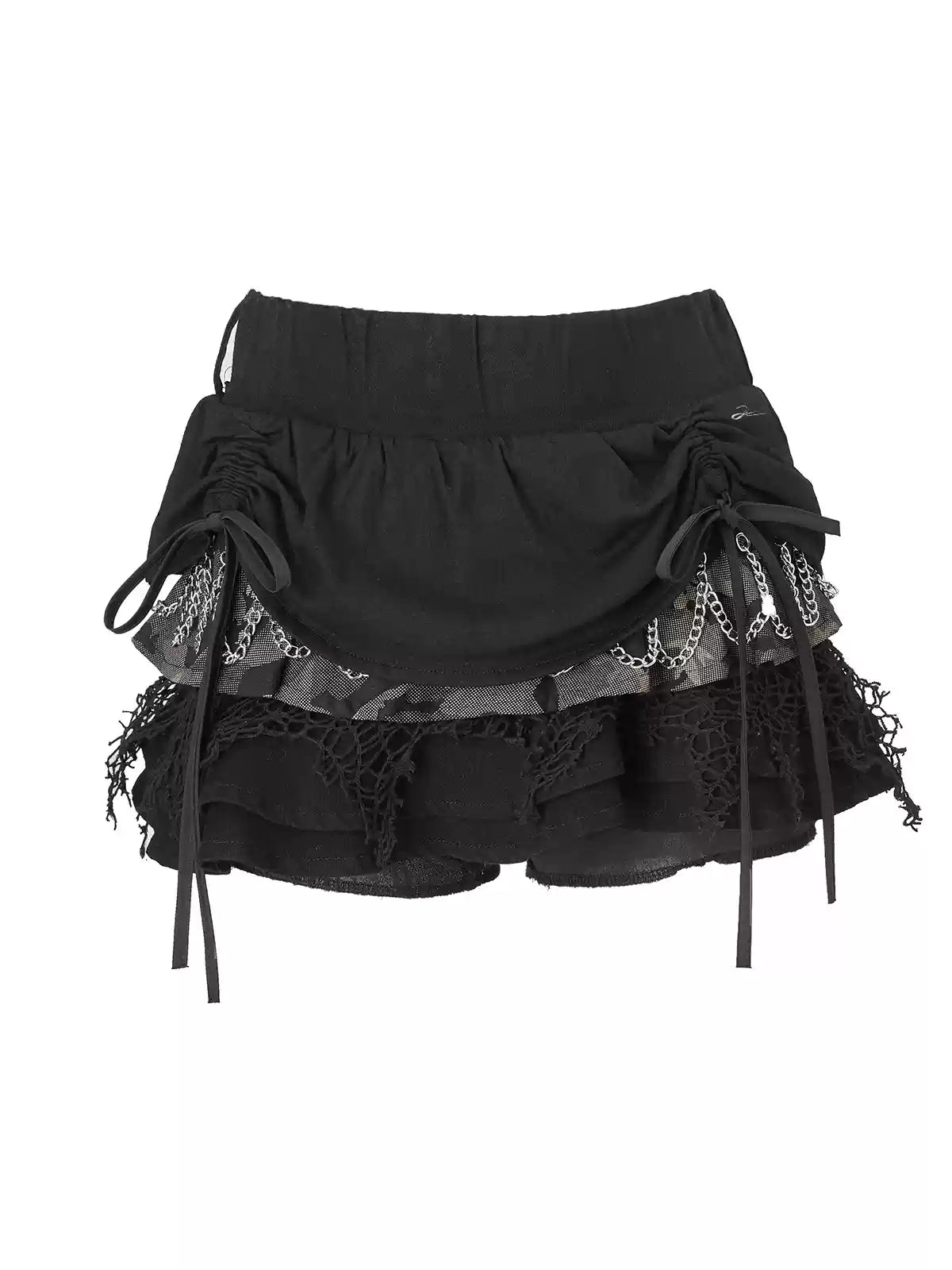 Dark Punk Rock Style Pleated Half-length Cake Short Skirt EMO0031