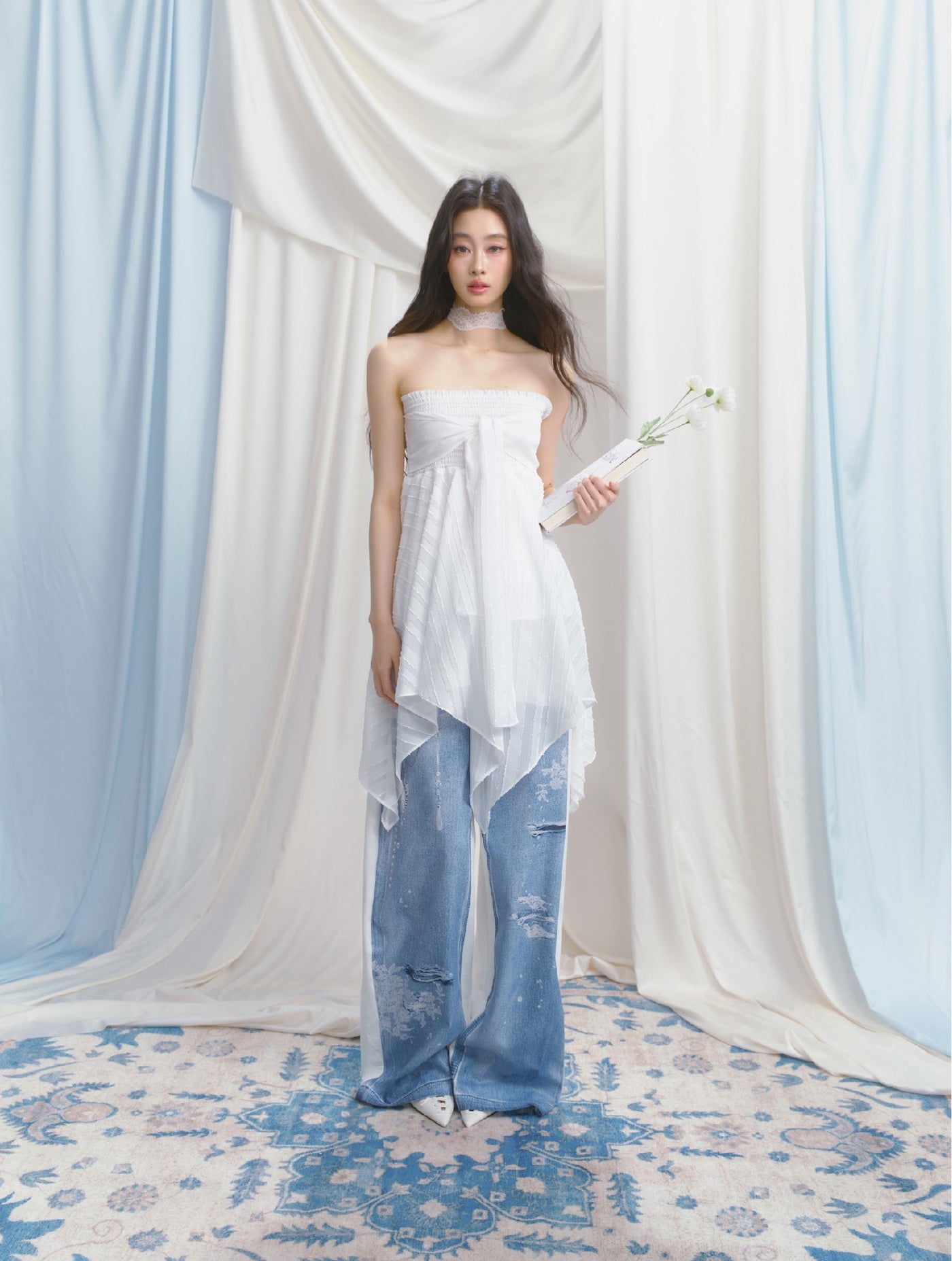 Ripped Denim Print Casual Sweatpants SAL0145