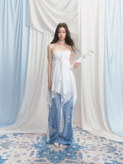 Ripped Denim Print Casual Sweatpants SAL0145