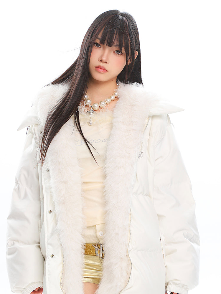 Detachable Fur Collar Hooded Cotton Jacket UNC0211