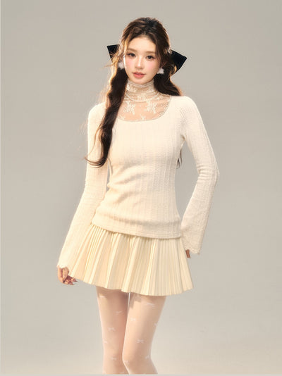 Lace Pile Square Collar Knit BBB0133