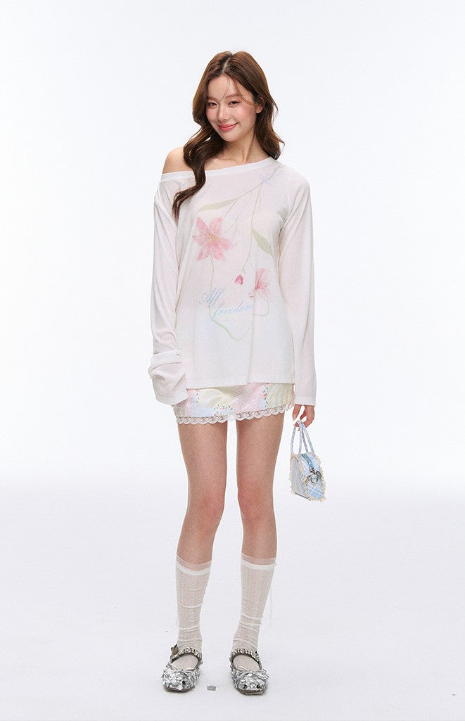 Flower Printed Loose T-shirt AFF0048