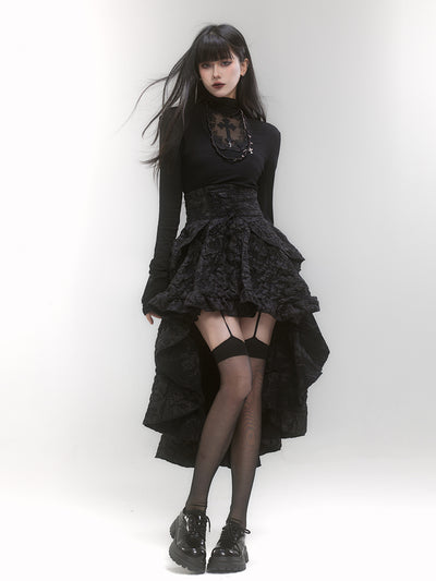 Black High Waist Tail Skirt LAD0127