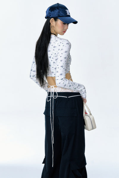 Waist Strap Low Waist Straight Casual Pants CUR0135