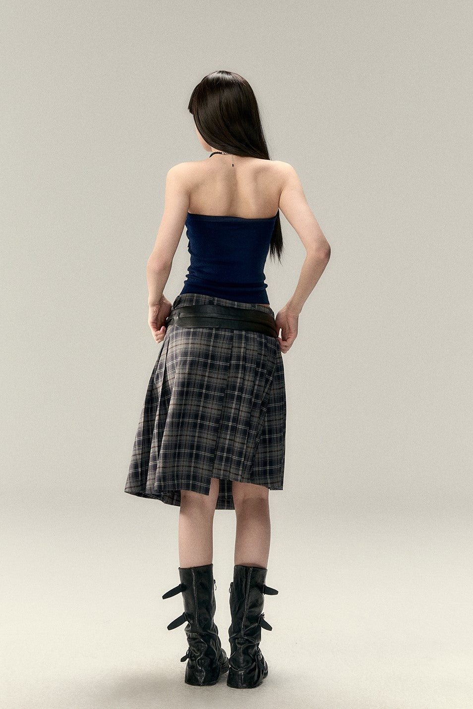 Irregular Plaid Mid-length Skirt VIA0218