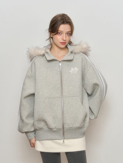 Detachable Fur Sweatshirt Jacket/Sweatpants QDQ0110