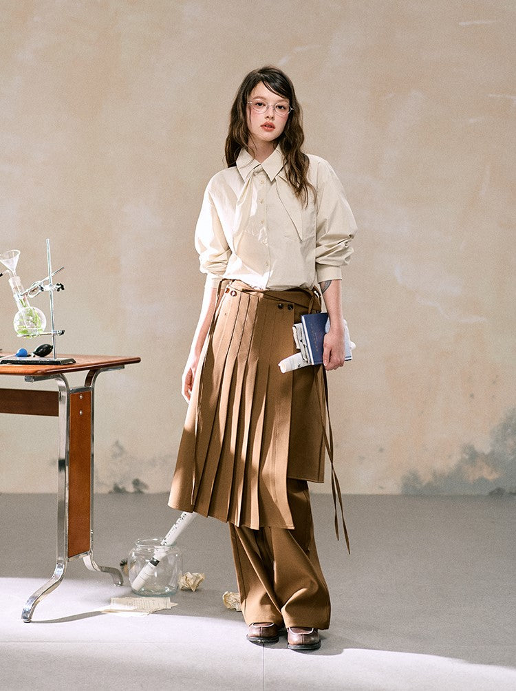 Retro Pleated Skirt/Straight Pants LAL0110